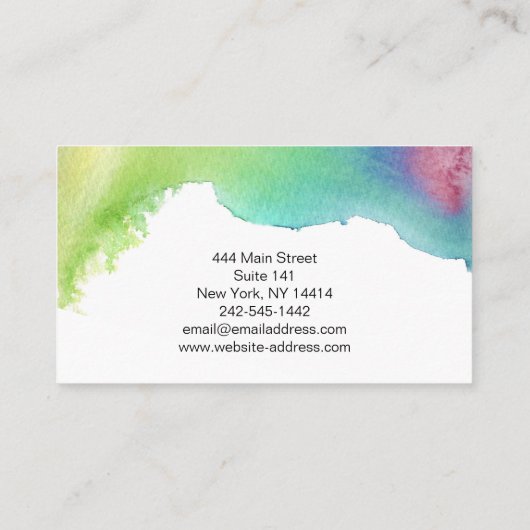 手塗りの水彩画の芸術家 名刺 (裏面)
