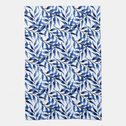 手塗りの水彩画インクパターン キッチンタオル (縦)