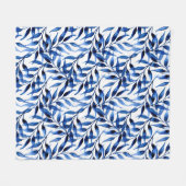 手塗りの水彩画インクパターン フリースブランケット (正面(横))