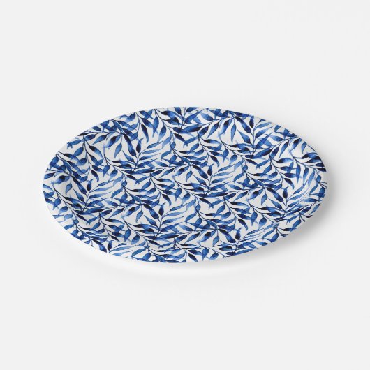 手塗りの水彩画インクパターン ペーパープレート (アングル)