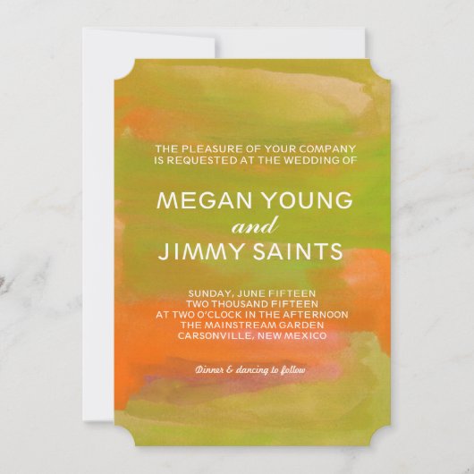 手塗りの水彩画 招待状 (正面)