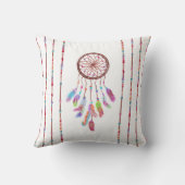 手塗りの水彩画Dreamcatcherは羽に玉を付けます クッション (裏面)