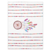 手塗りの水彩画Dreamcatcherは羽に玉を付けます テーブルクロス (正面)