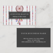 手塗りの水彩画Dreamcatcherは羽に玉を付けます 名刺 (正面/裏面)