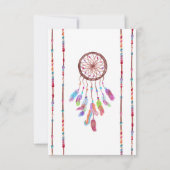 手塗りの水彩画Dreamcatcherは羽に玉を付けます 招待状 (裏面)