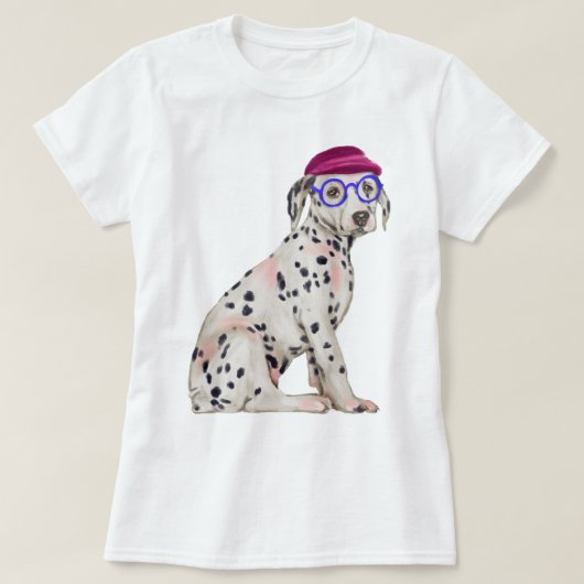 手塗りの熱血なダルマチア人によって斑点を付けられる犬 Tシャツ (デザイン正面)