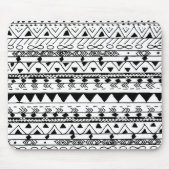 手塗りの白黒の水彩画のアズテック人パターン マウスパッド (正面)