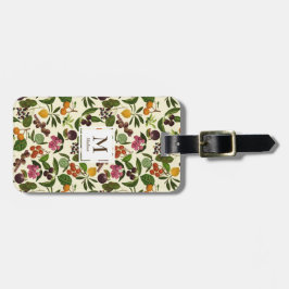 手塗りの素朴なトロピカル・フルーツのモノグラム ラゲッジタグ