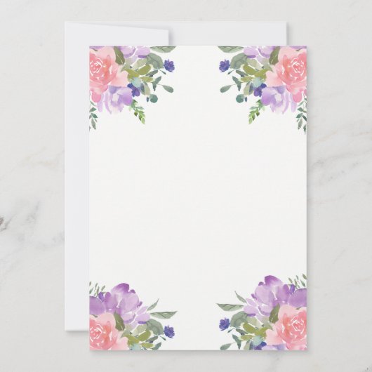 手塗りの花の水彩画|の写真の洗礼 サンキューカード (裏面)