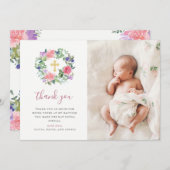 手塗りの花の水彩画|の写真の洗礼 サンキューカード (正面/裏面)