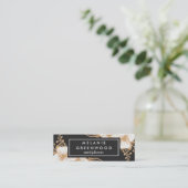 手塗りの金ゴールドの色彩の鮮やかな花の名刺 スキニー名刺 (スタンド正面)