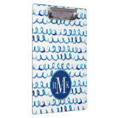 手塗りの青い水彩画の波状パターン クリップボード (右)