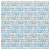 手塗りの青い水彩画の波状パターン ファブリック (見本)