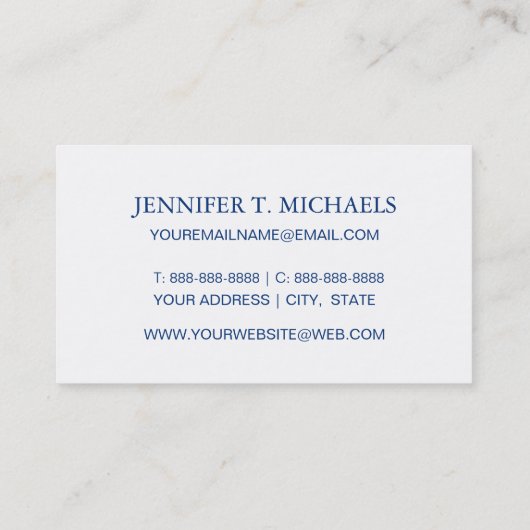 手塗りの青い水彩画の波状パターン 名刺 (裏面)