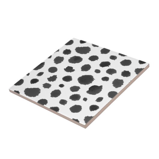 手塗りの黒く及び白い動物の毛皮パターン タイル (側面)