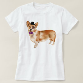 手塗りのMonocledコーギーの小犬 Tシャツ