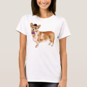 手塗りのMonocledコーギーの小犬 Tシャツ (正面)