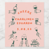 手塗りファンキーレトロコンテンポラリー ワインラベル (シングルラベル)