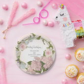 手塗り原稿のかわいらしいアジサイの花のリース ペーパープレート (パーティー)