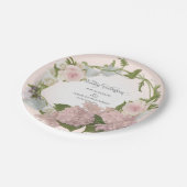 手塗り原稿のかわいらしいアジサイの花のリース ペーパープレート (アングル)