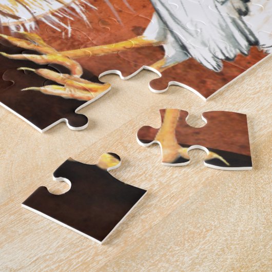 手塗り巣の卵を持つオンドリそして雌鶏 ジグソーパズル (側面)