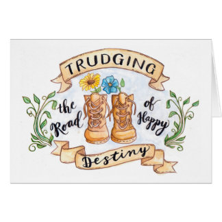 手塗り幸せな運命の道を重そうに歩きます