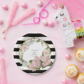 手塗り広くストライプのなアジサイの花のリース ペーパープレート (パーティー)