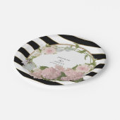 手塗り広くストライプのなアジサイの花のリース ペーパープレート (アングル)