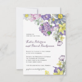 手塗り水色のスイセンのラッパスイセン 招待状