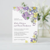 手塗り水色のスイセンのラッパスイセン 招待状 (スタンド正面)