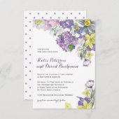 手塗り水色のスイセンのラッパスイセン 招待状 (正面/裏面)