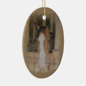 手塗り湾のクォーター馬のロバの納屋場面 セラミックオーナメント (右)