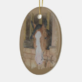 手塗り湾のクォーター馬のロバの納屋場面 セラミックオーナメント (左)