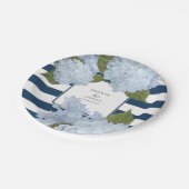 手塗り青くストライプのなアジサイの花のリース ペーパープレート (アングル)