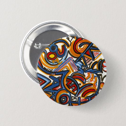 手塗り3リングのサーカスモダンの芸術のカラフル 缶バッジ (正面&裏面)