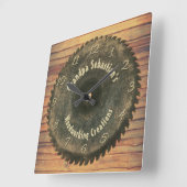 手工木工素朴鋸刃テンプレート スクエア壁時計 (傾斜)