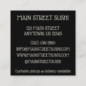 手巻き寿司転が手日本の食レストラン スクエア名刺 (裏面)