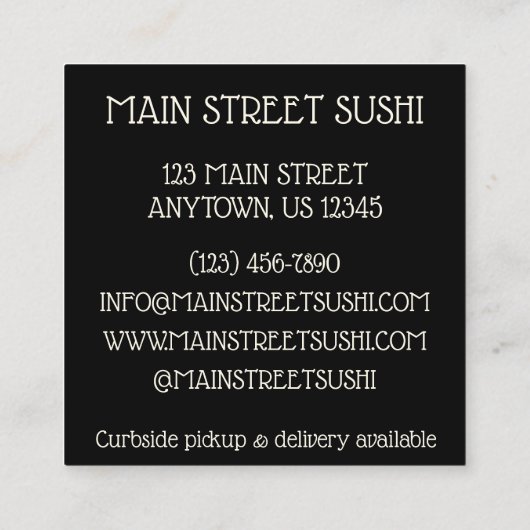 手巻き寿司転が手日本の食レストラン スクエア名刺 (裏面)