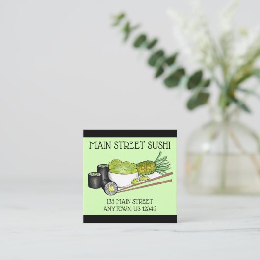 手巻き寿司転が手日本の食レストラン スクエア名刺 (スタンド正面)