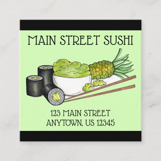 手巻き寿司転が手日本の食レストラン スクエア名刺 (正面)