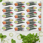 手巻き寿司転が手転が食日本の品 キッチンタオル (折り畳み)