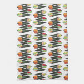 手巻き寿司転が手転が食日本の品 キッチンタオル (縦)