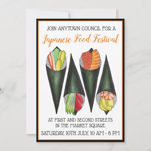 手巻き手転がすし日本のフェスティバル 招待状 (正面)
