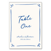 手引お洒落きネイビーブルーテーブルカード テーブルナンバー (裏面)