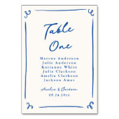 手引お洒落きネイビーブルーテーブルカード テーブルナンバー (正面)