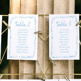 手引お洒落きライトブルー座席表カード テーブルナンバー