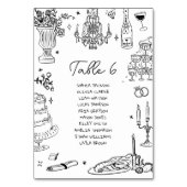 手引きお洒落の結婚座席表 テーブルナンバー (正面)