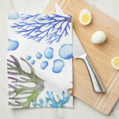 手引きサンゴ：水中の海のパターン。 キッチンタオル (四つ折り)