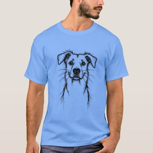 手引きドッグイラストレーション Tシャツ (正面)