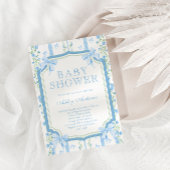 手引きフローラ男の赤ちゃんシャワーと弓 招待状